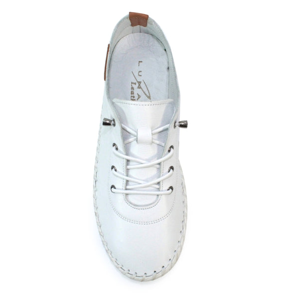 Lunar | St Ives Leather Plimsoll | White