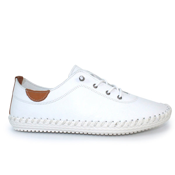 Lunar | St Ives Leather Plimsoll | White