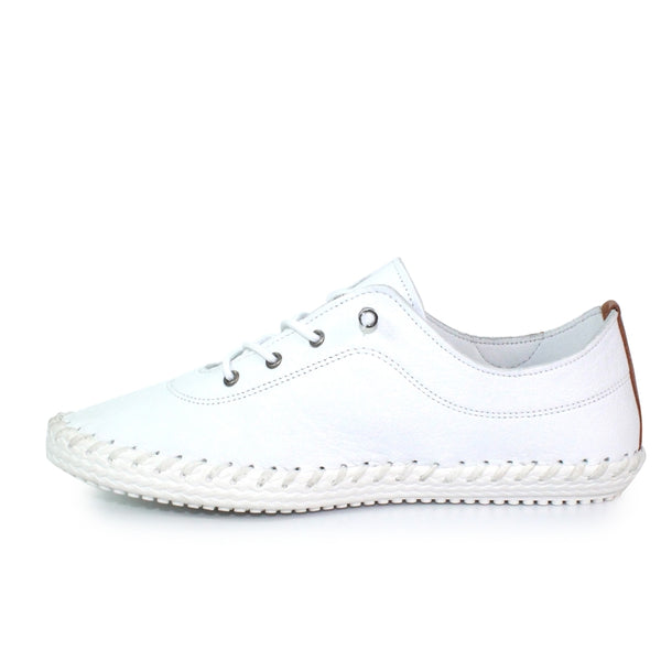 Lunar | St Ives Leather Plimsoll | White