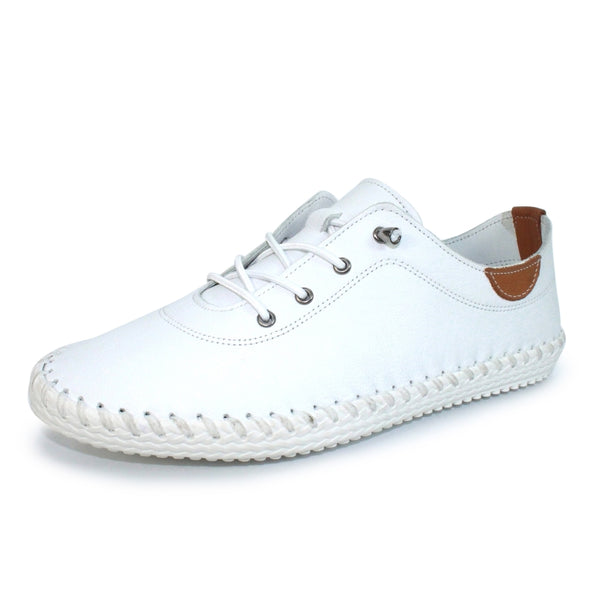 Lunar | St Ives Leather Plimsoll | White