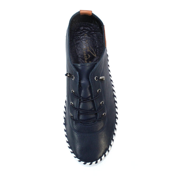 Lunar | St Ives Leather Plimsoll | Navy