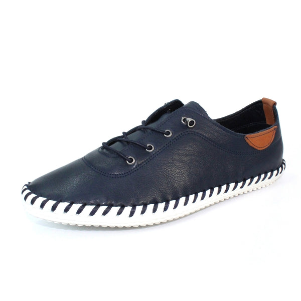 Lunar | St Ives Leather Plimsoll | Navy
