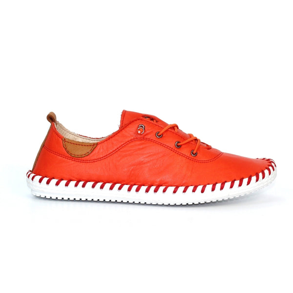 Lunar | St Ives Leather Plimsoll | Orange