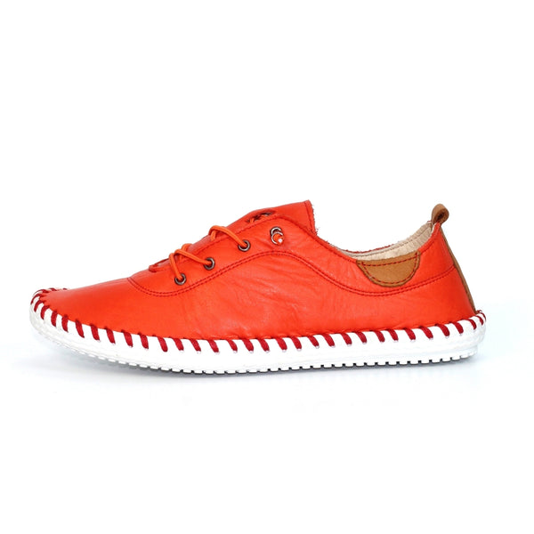 Lunar | St Ives Leather Plimsoll | Orange