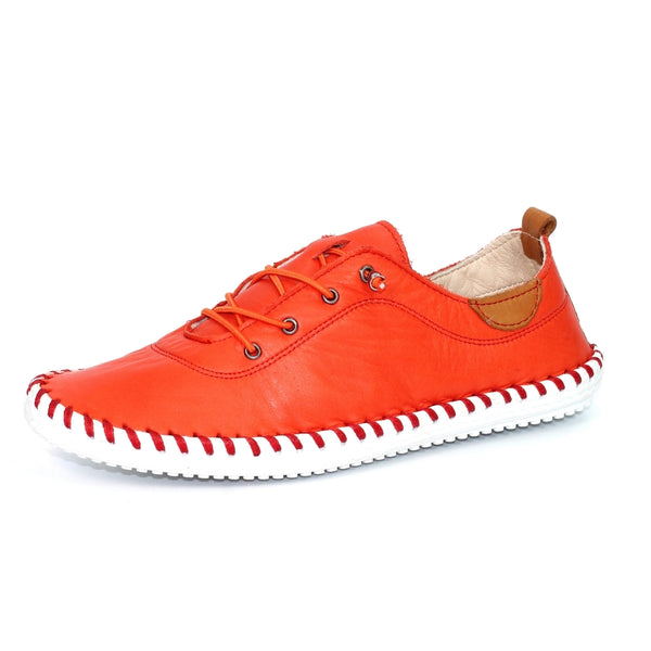 Lunar | St Ives Leather Plimsoll | Orange