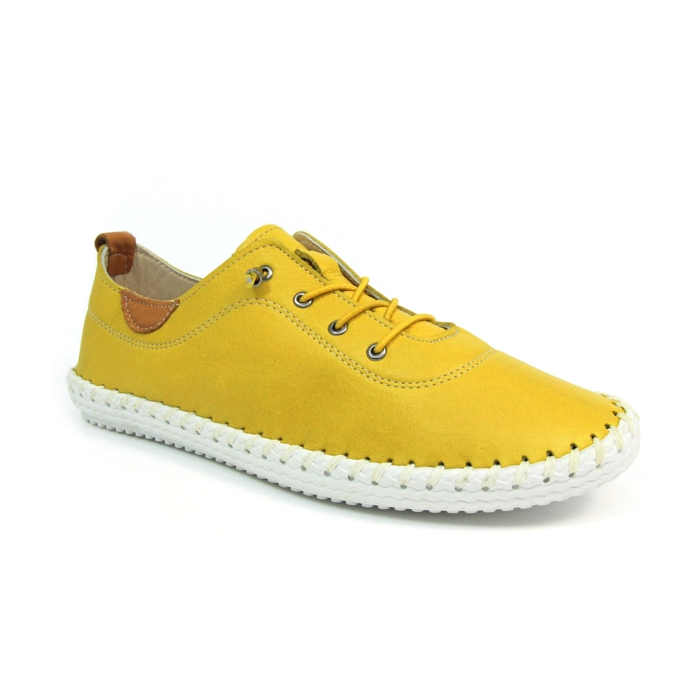 Lunar St Ives Leather Plimsoll Yellow Just Shoes Whitstable