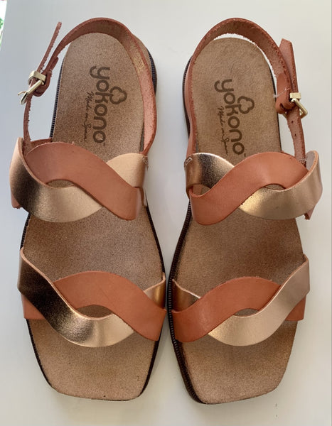 Yokono Flat Sandal | Rodas-001 | Rose Gold/Salmon